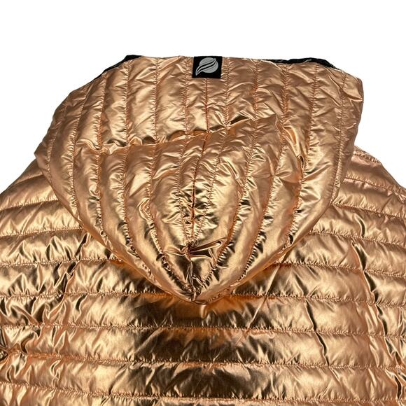Think Royln Women's Puffer Poncho Lexington Jackets Sz S Hooded Rose Gold Down - Picture 10 of 12